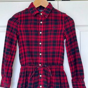 Ralph Lauren Plaid Cotton Twill Shirt Dress Black/Red Size 10
